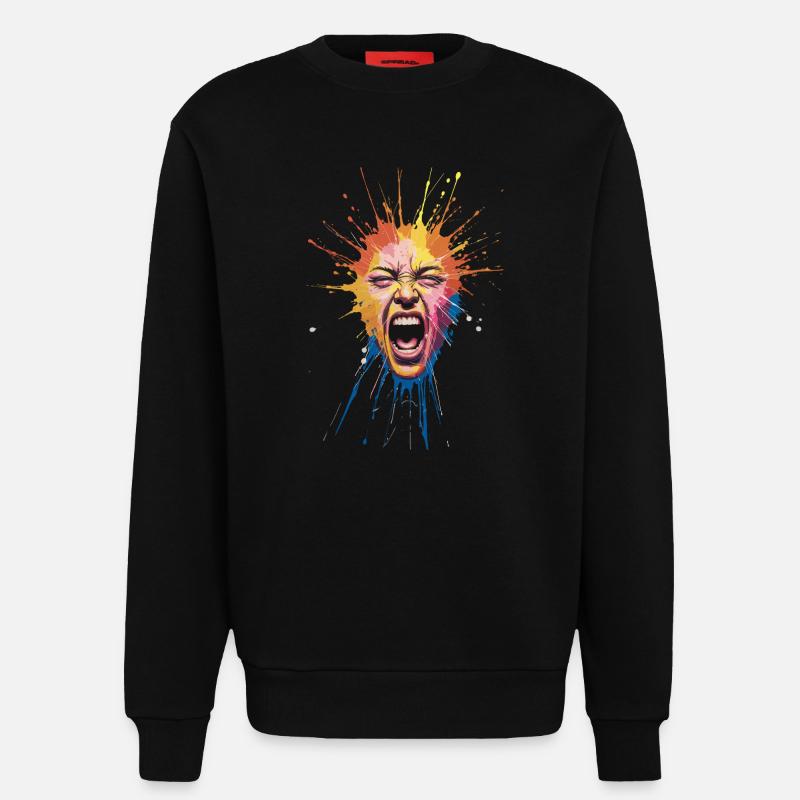 Explosive Farbexplosion Gesicht Ausdrücken - Sweatshirt - made by SPREAD  - SOLID BLACK