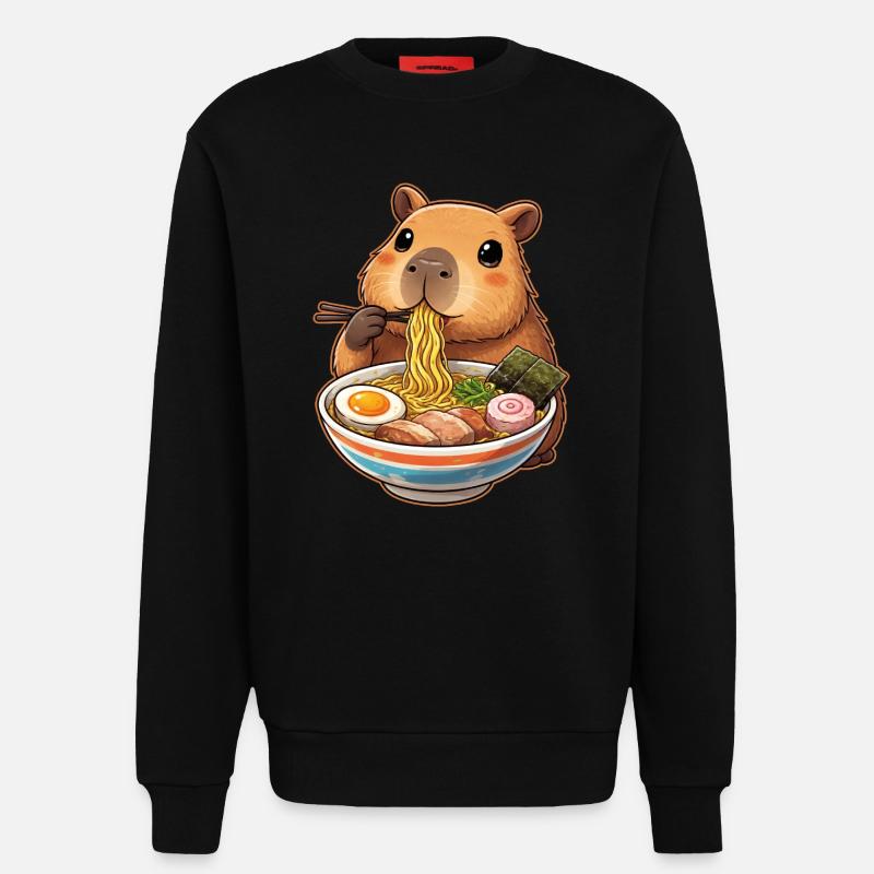 Capybara isst Ramen Nudeln - Sweatshirt - made by SPREAD  - SOLID BLACK