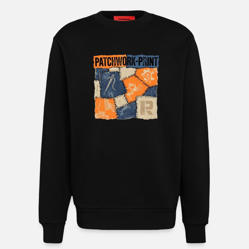 Patchwork Recycling - Sweatshirt - made by SPREAD  - SOLID BLACK