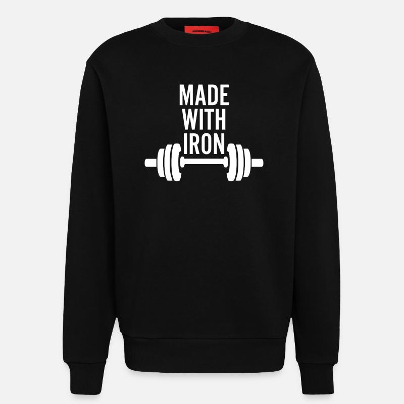 Hergestellt mit Eisen-Gewichtheben - Sweatshirt - made by SPREAD  - SOLID BLACK
