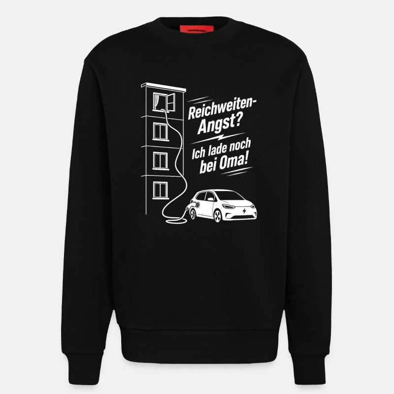 Reichweiten Angst, E Auto, Oma - Sweatshirt - made by SPREAD  - SOLID BLACK