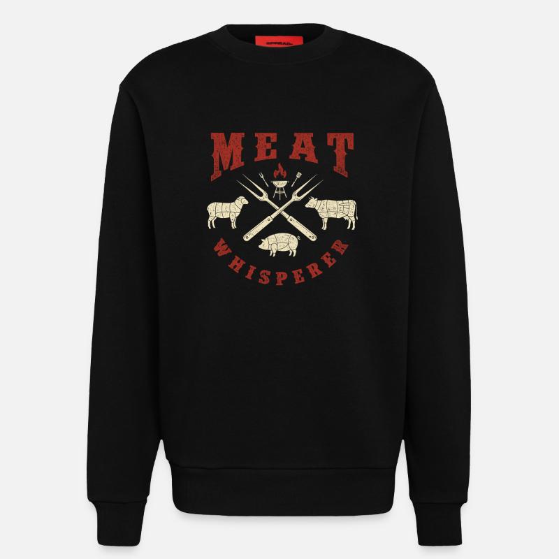 Meat Whisperer BBQ Pitmaster Humor - Sweatshirt - made by SPREAD  - SOLID BLACK