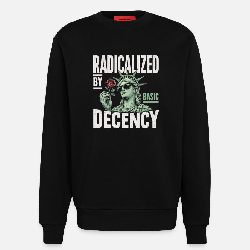 Radicalized by Decency Statue - Sweatshirt - made by SPREAD  - SOLID BLACK