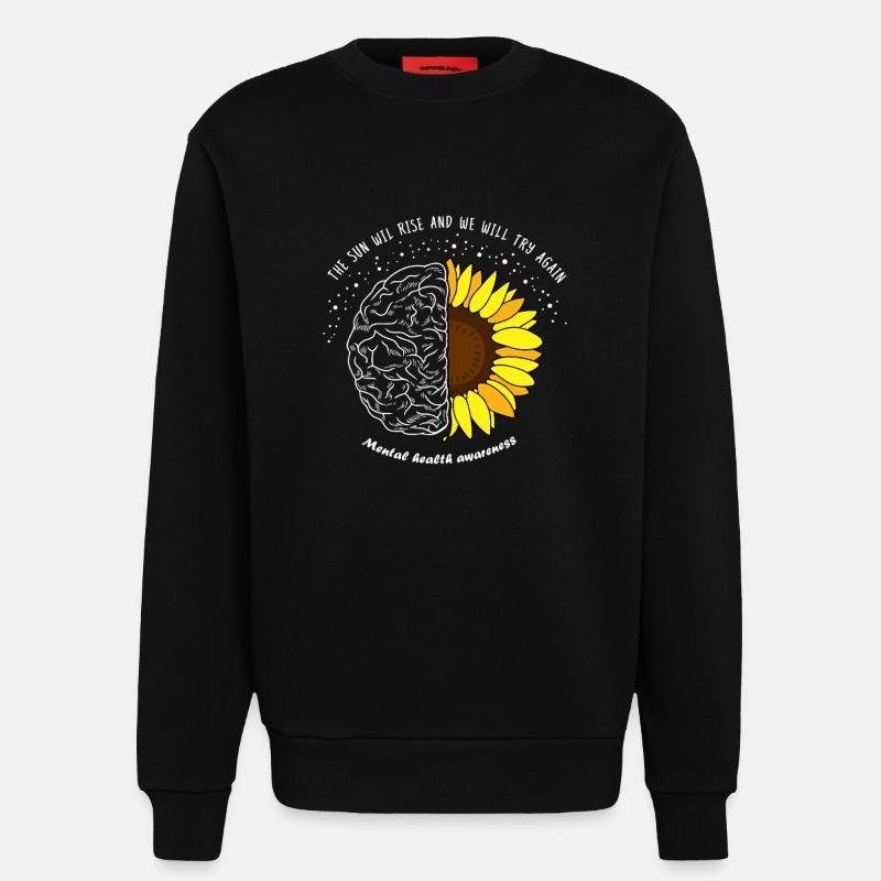 Sunrise Mind: Brain and Bloom - Sweatshirt - made by SPREAD - SOLID BLACK