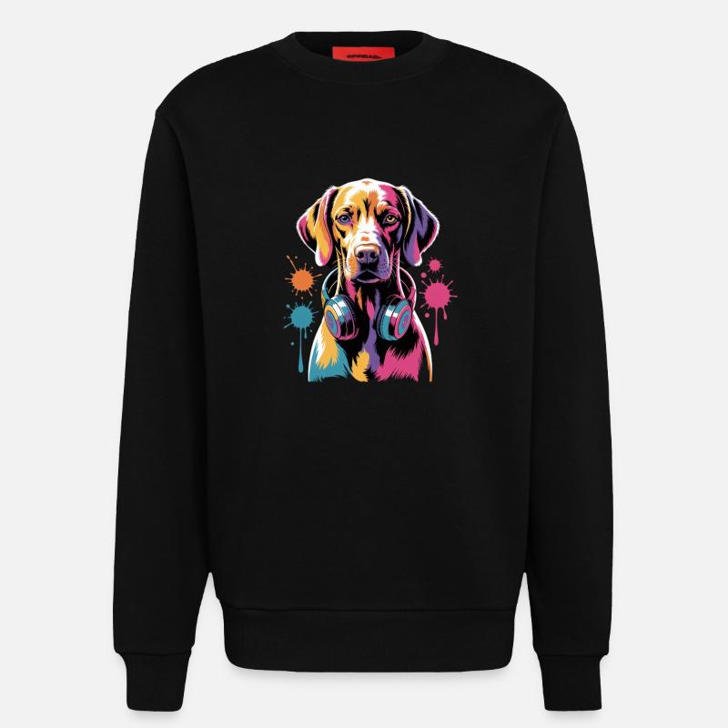 Viszla mit Kopfhörer - Sweatshirt - made by SPREAD  - SOLID BLACK