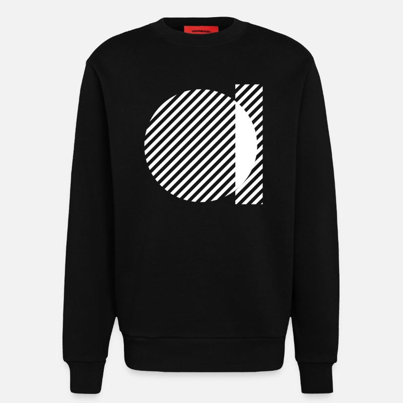 Geometric Stripe Circles Monochrome Pattern - Sweatshirt - made by SPREAD - SOLID BLACK