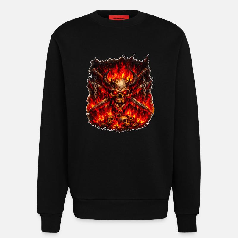 Feuer Schädel mit Hörnern - Sweatshirt - made by SPREAD  - SOLID BLACK