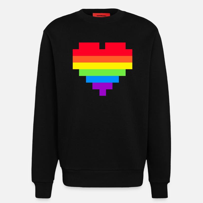 Pixel Herz Regenbogenfahne - Sweatshirt - made by SPREAD - SOLID BLACK