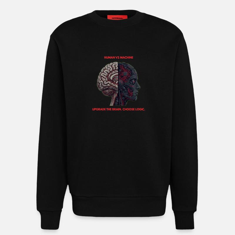 Human VS Machine Cyber Brain Logic - Sweatshirt - made by SPREAD - SOLID BLACK