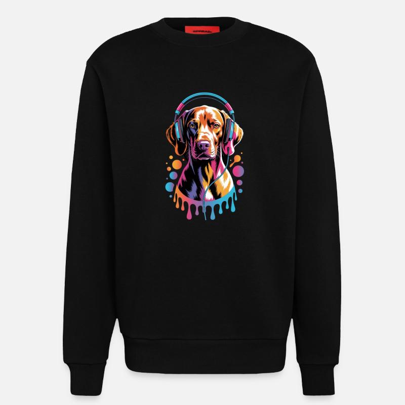 Viszla mit Kopfhörer - Sweatshirt - made by SPREAD  - SOLID BLACK