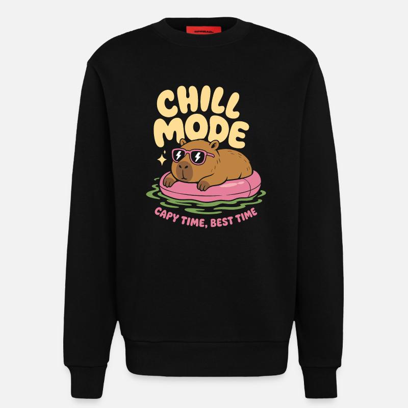 Chill Mode Capybara No Rush - Sweatshirt - made by SPREAD - SOLID BLACK