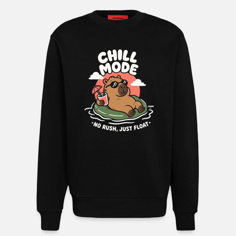 Chill Mode Summer Capybara - Sweatshirt - made by SPREAD - SOLID BLACK