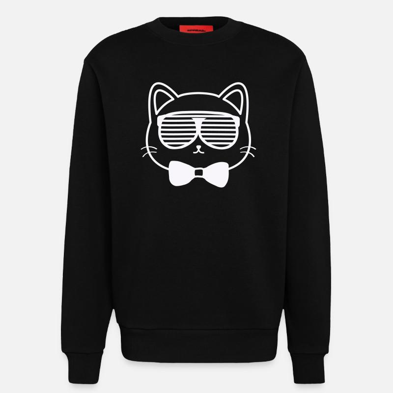 Sun cat with bow tie - Sweatshirt - made by SPREAD  - SOLID BLACK
