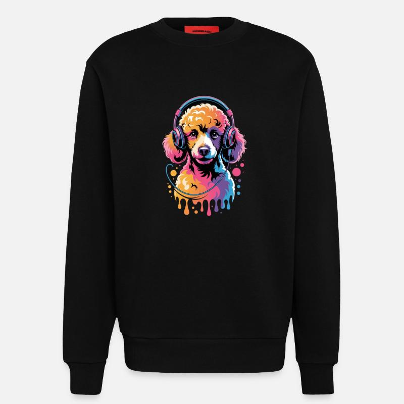 Pudel mit Kopfhörer - Sweatshirt - made by SPREAD  - SOLID BLACK