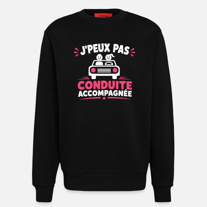 J'peux pas conduite accompagnée - Sweat bio décontracté fabriqué en UE - SOLID BLACK