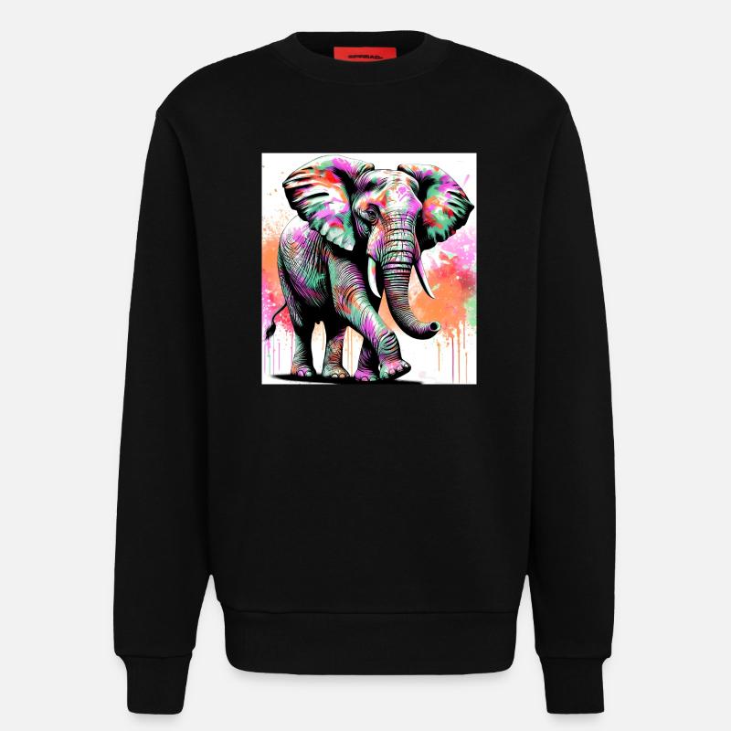 elephant - Sweatshirt - made by SPREAD  - SOLID BLACK