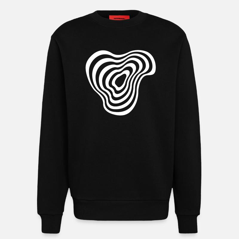 Ondulation des lignes concentriques - Sweat bio décontracté fabriqué en UE - SOLID BLACK