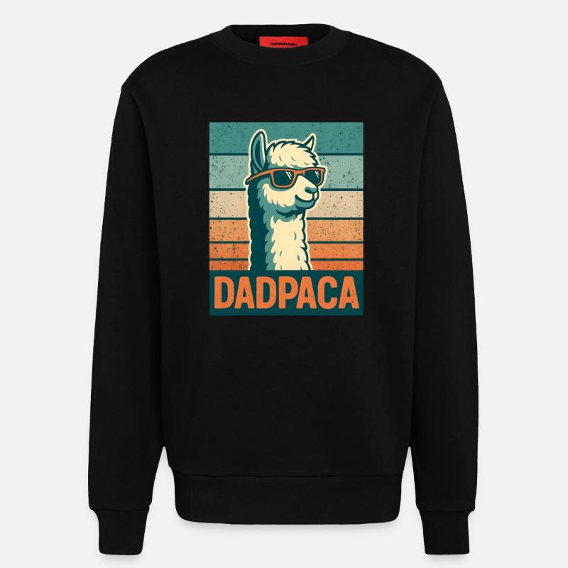 Retro Dadpaca Llama - Sweatshirt - made by SPREAD - SOLID BLACK