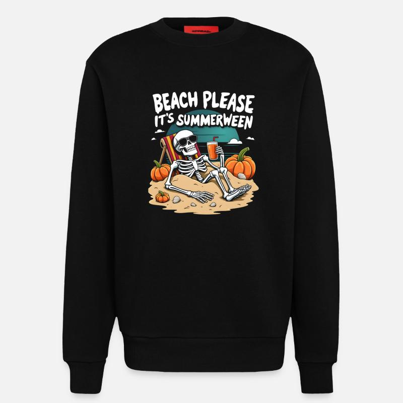 Beach Please Summerween Halloween - Sweatshirt - made by SPREAD  - SOLID BLACK