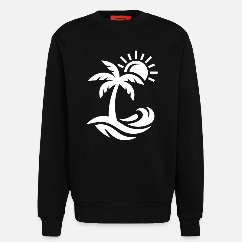 Océan Palm Tree Beach - Sweat bio décontracté fabriqué en UE - SOLID BLACK