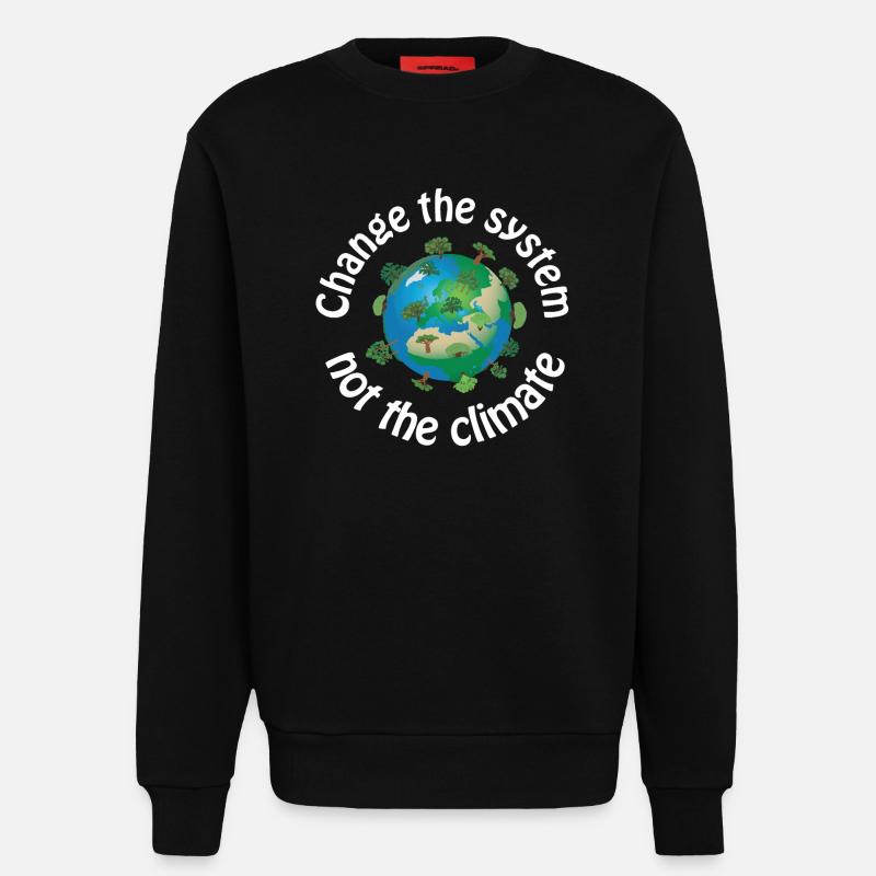 Changer le système, pas le climat - Sweat bio décontracté fabriqué en UE - SOLID BLACK