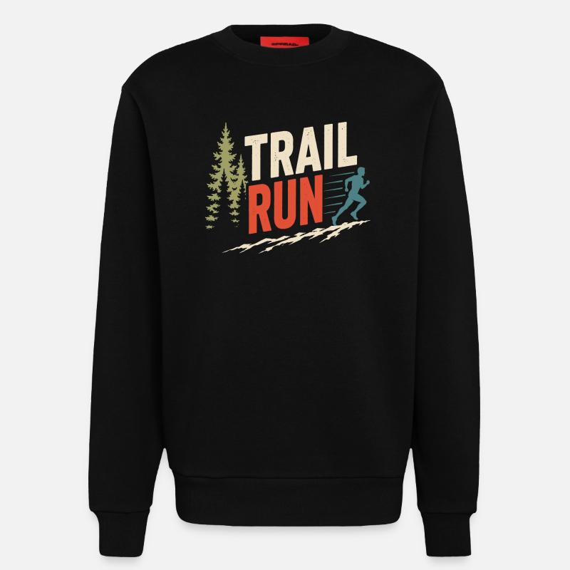Course sur sentier - Sweat bio décontracté fabriqué en UE - SOLID BLACK