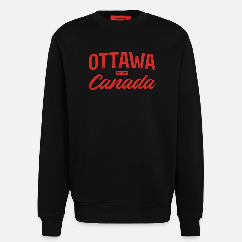 Ottawa Canada Retro Script Red - Sweatshirt - made by SPREAD  - SOLID BLACK