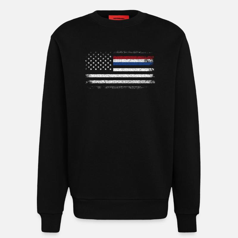Drapeau américain robuste avec accent bleu - Sweat bio décontracté fabriqué en UE - SOLID BLACK