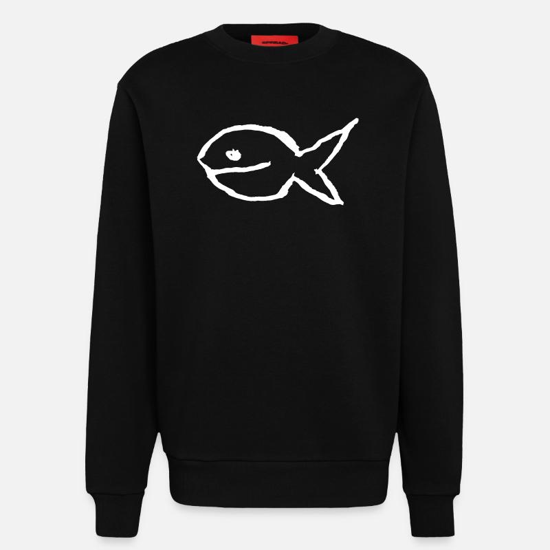 Fish - minimal vector illustration - Sweatshirt - made by SPREAD - SOLID BLACK