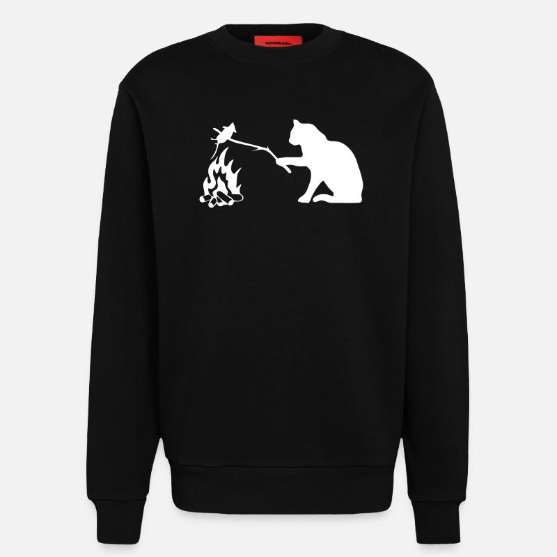 Silent Observer Cat by Campfire - Sweatshirt - made by SPREAD  - SOLID BLACK