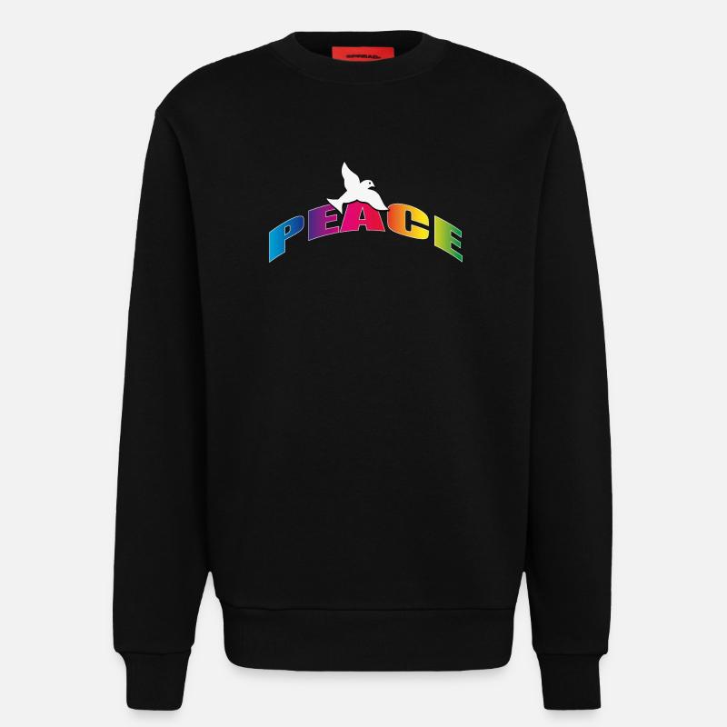 Peace mit Taube Regenbogenfarben - Sweatshirt - made by SPREAD  - SOLID BLACK