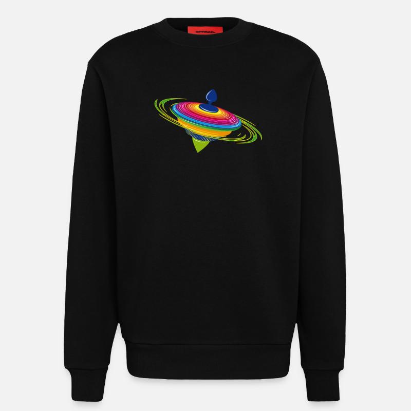 farbenfroher rotierender Kreisel - Sweatshirt - made by SPREAD  - SOLID BLACK