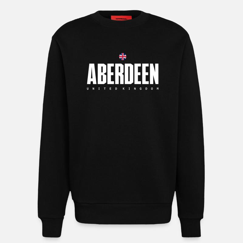 Écusson d’Aberdeen Drapeau du Royaume-Uni - Sweat bio décontracté fabriqué en UE - SOLID BLACK