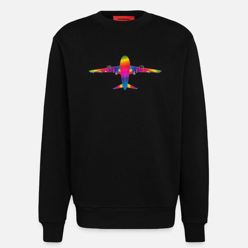 Flugzeug in Regenbogenfarben - Sweatshirt - made by SPREAD  - SOLID BLACK