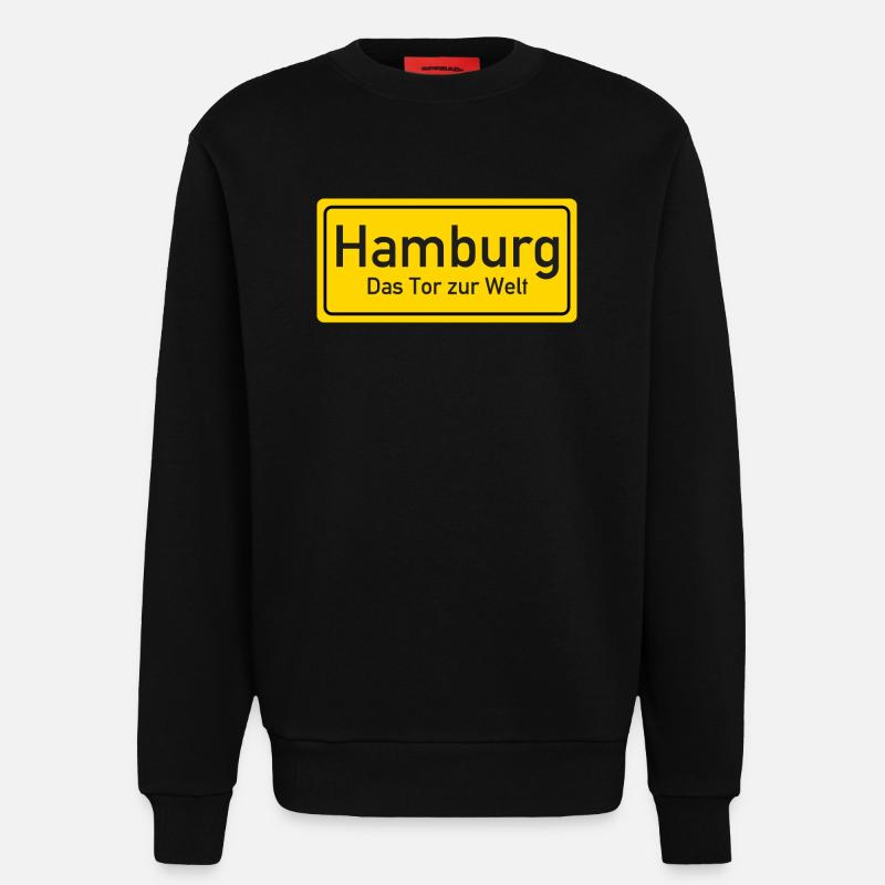 Hamburger Ortsschild Deutschland - Sweatshirt - made by SPREAD - SOLID BLACK