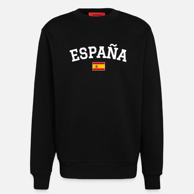 Drapeau espagnol Dessin blanc - Sweat bio décontracté fabriqué en UE - SOLID BLACK