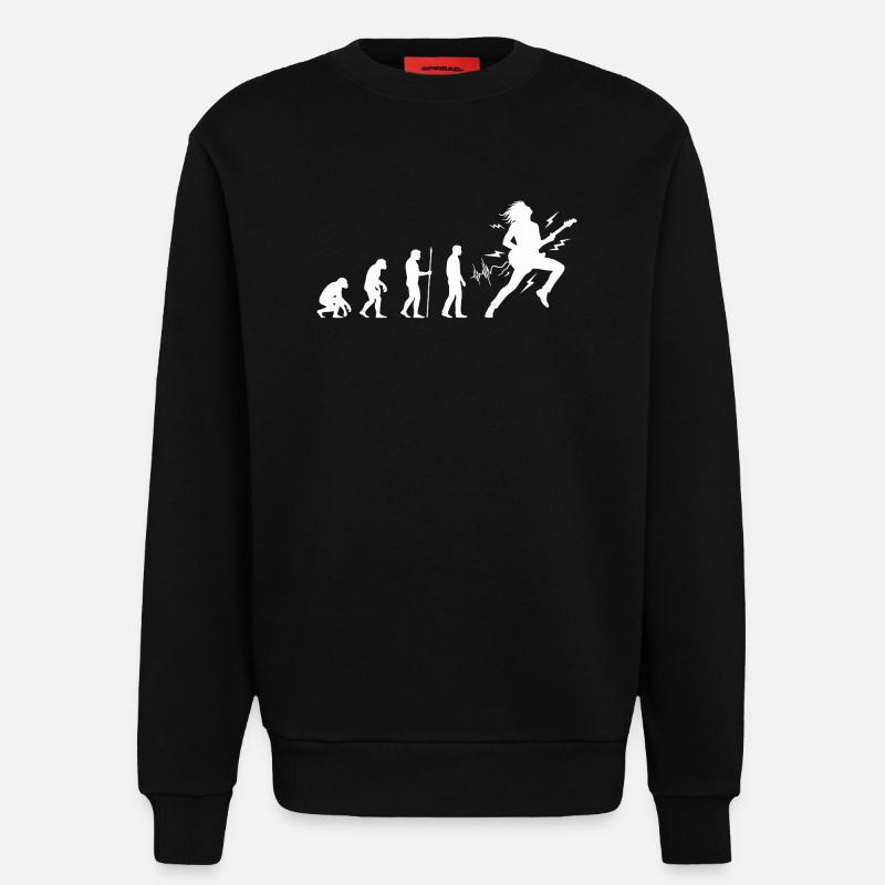 Evolution zum Rockmusiker Gitarren Design - Sweatshirt - made by SPREAD  - SOLID BLACK