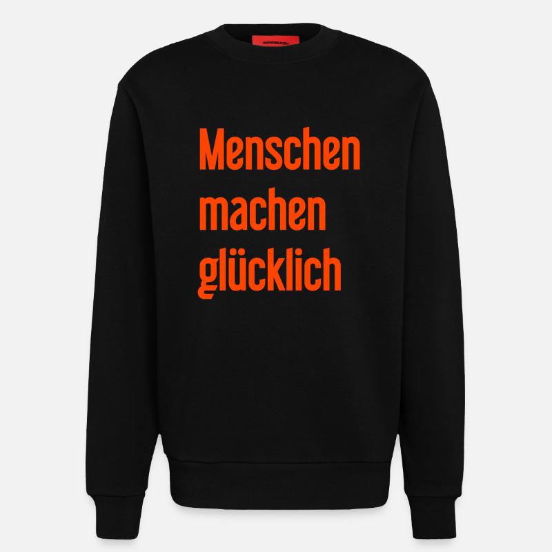 Menschen machen glücklich – Positives Statement - Sweatshirt - made by SPREAD  - SOLID BLACK