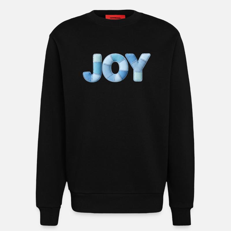 Blue Patchwork Joy Schriftzug - Sweatshirt - made by SPREAD  - SOLID BLACK