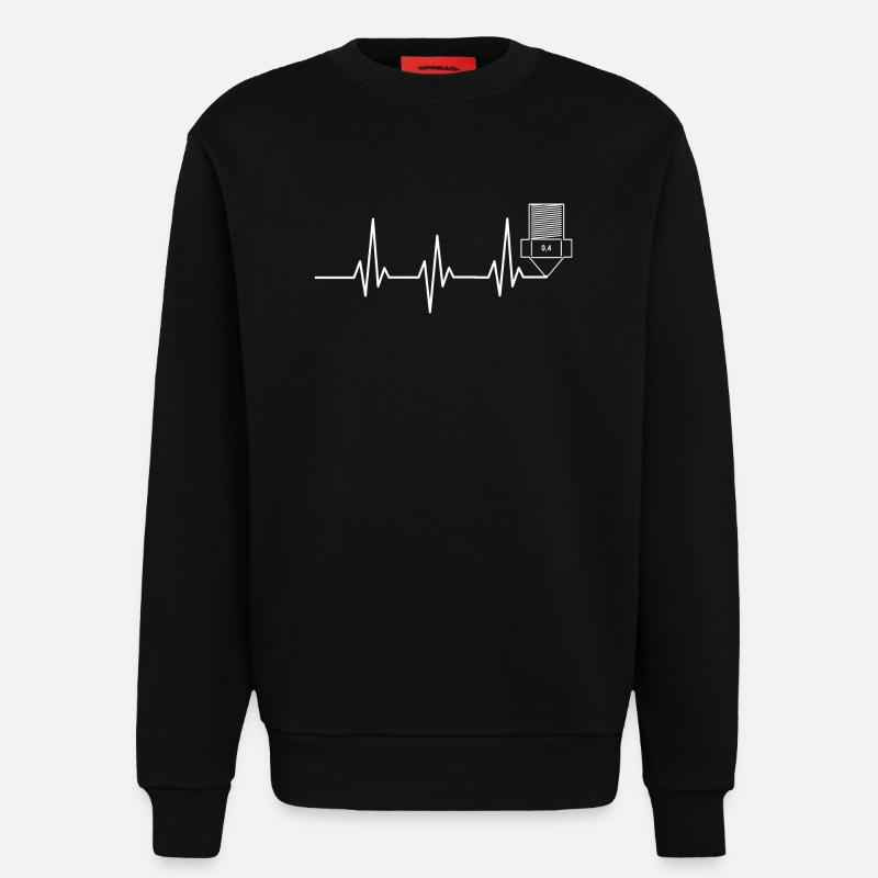 Heartbeat 3D Printing funny TShirt Design - Sweatshirt - made by SPREAD - SOLID BLACK