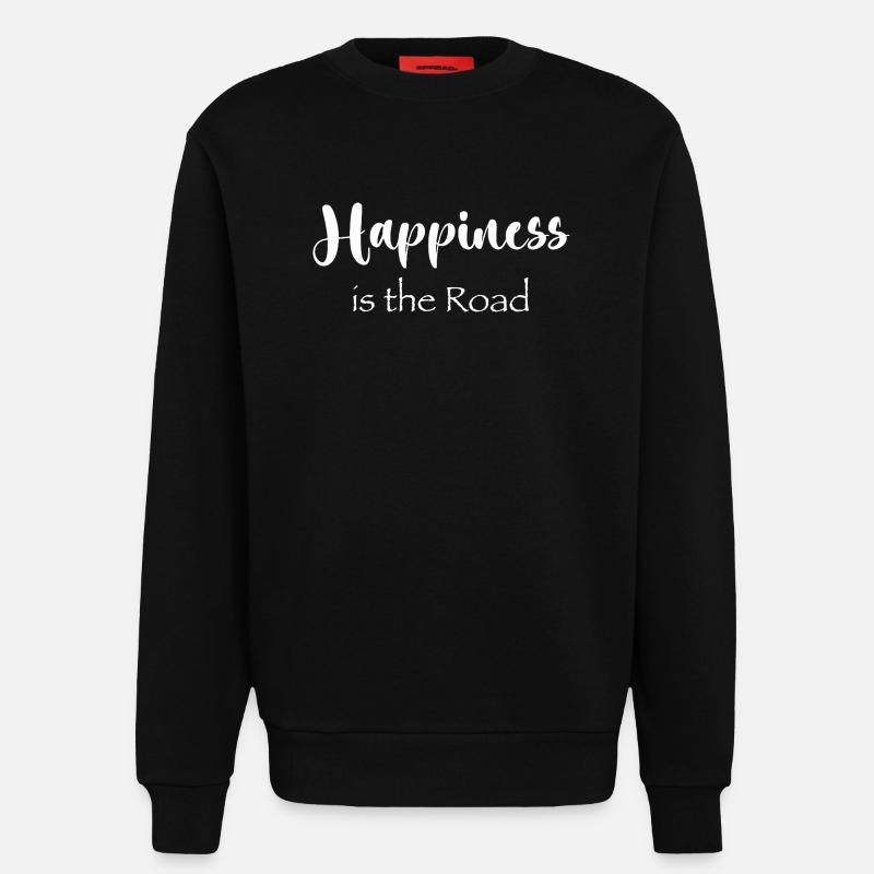 Le bonheur est la route - Sweat bio décontracté fabriqué en UE - SOLID BLACK