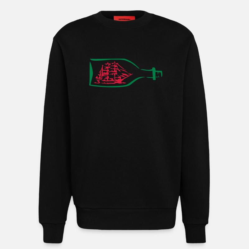 Schiff Flaschenschiff Geschenk - Sweatshirt - made by SPREAD  - SOLID BLACK