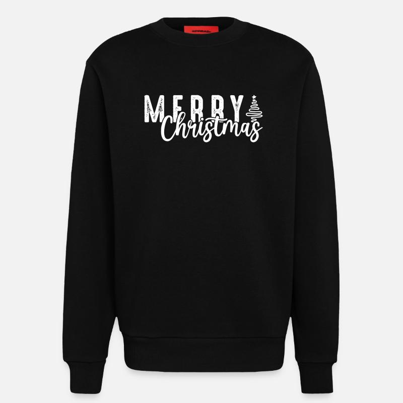 Merry Christmas Script Overlay - Sweatshirt - made by SPREAD - SOLID BLACK