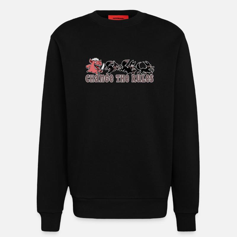 Pig changes the rules! - Sweatshirt - made by SPREAD  - SOLID BLACK