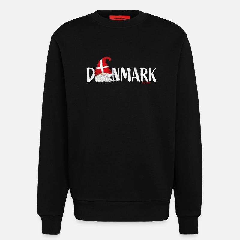 Danmark Lettrage Gnome Danemark Drapeau - Sweat bio décontracté fabriqué en UE - SOLID BLACK