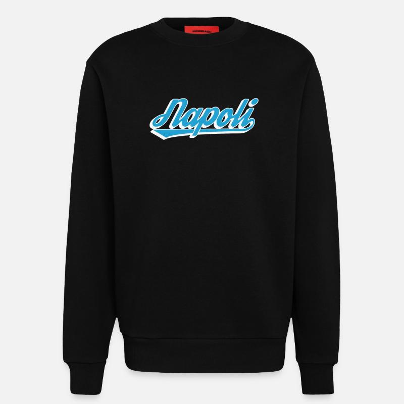 Napoli Rétro Script Blue - Sweat bio décontracté fabriqué en UE - SOLID BLACK