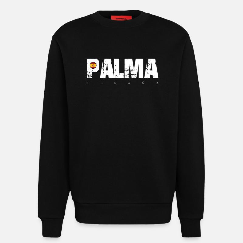 Palma Distressed Text mit Spanien-Flagge - Sweatshirt - made by SPREAD  - SOLID BLACK
