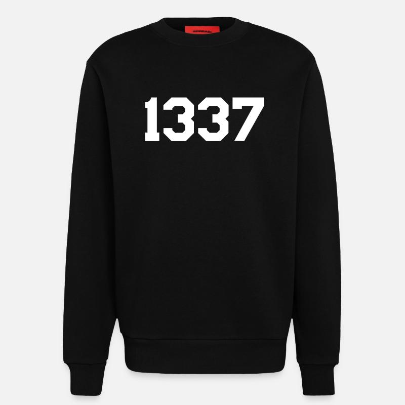 1337 – Conception de texte blanc - Sweat bio décontracté fabriqué en UE - SOLID BLACK