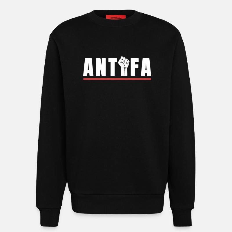 Antifa Protestfist Antifascist Statement - Sweatshirt - made by SPREAD  - SOLID BLACK