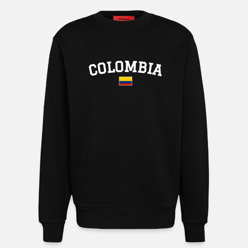Drapeau de la Colombie Blanc - Sweat bio décontracté fabriqué en UE - SOLID BLACK